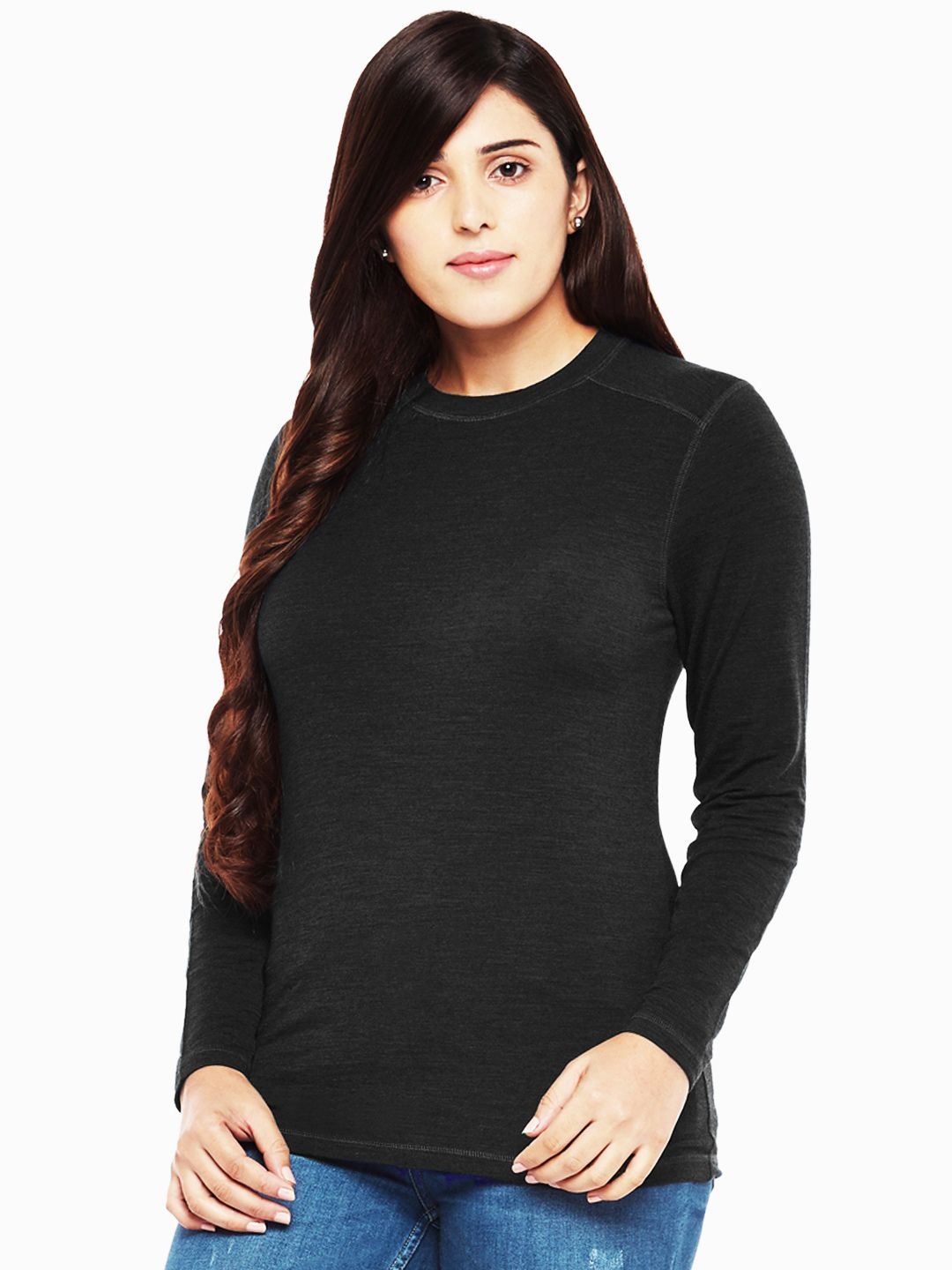 

Kosha Women Merino Wool & Bamboo Ski Base Thermal Top, Black