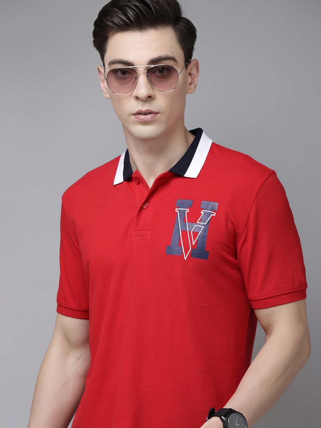 

Van Heusen Sport Men Polo Collar Pure Cotton Slim Fit T-shirt, Red