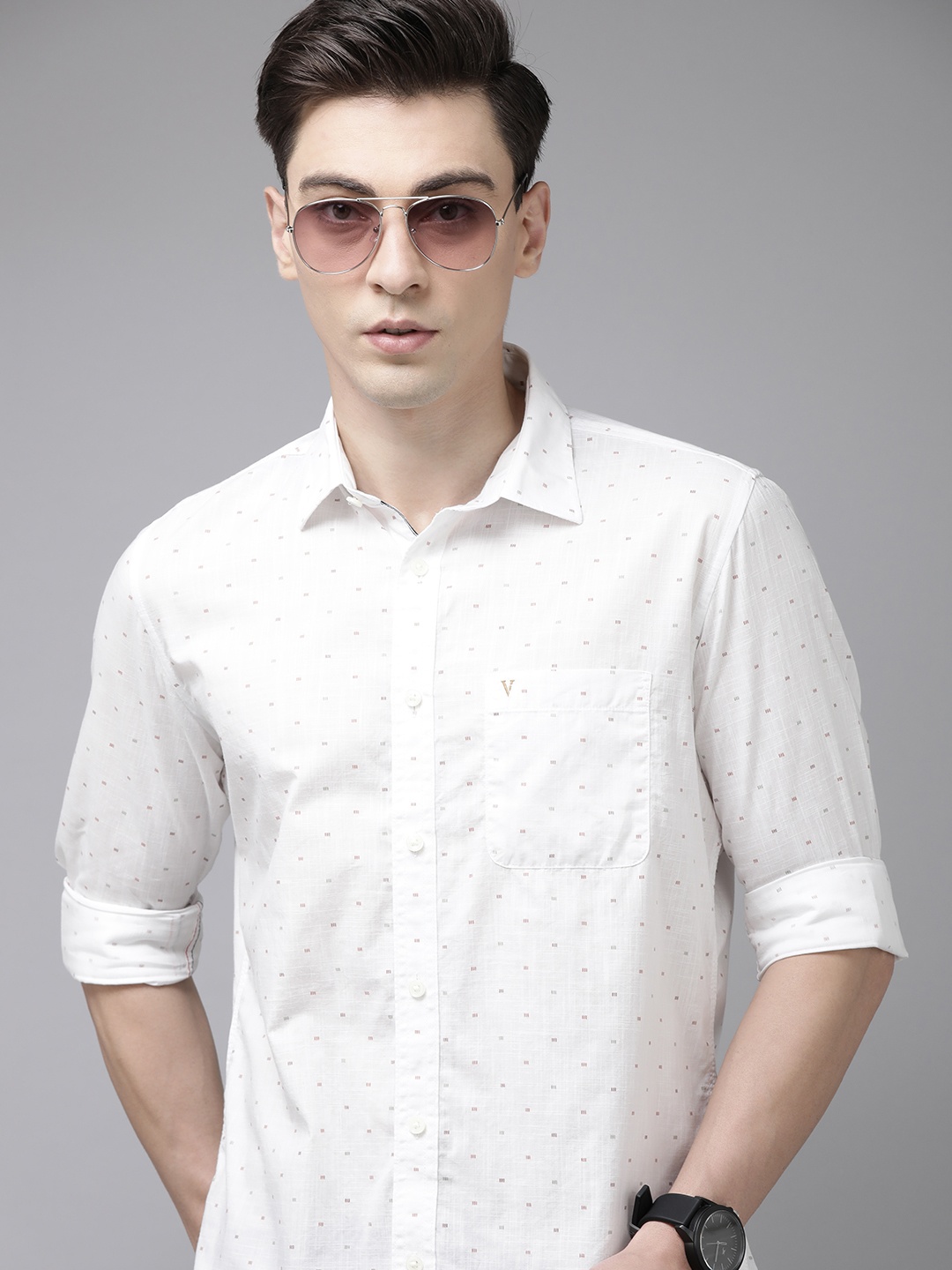 

Van Heusen Sport Men Slim Fit Pure Cotton Casual Shirt, Off white