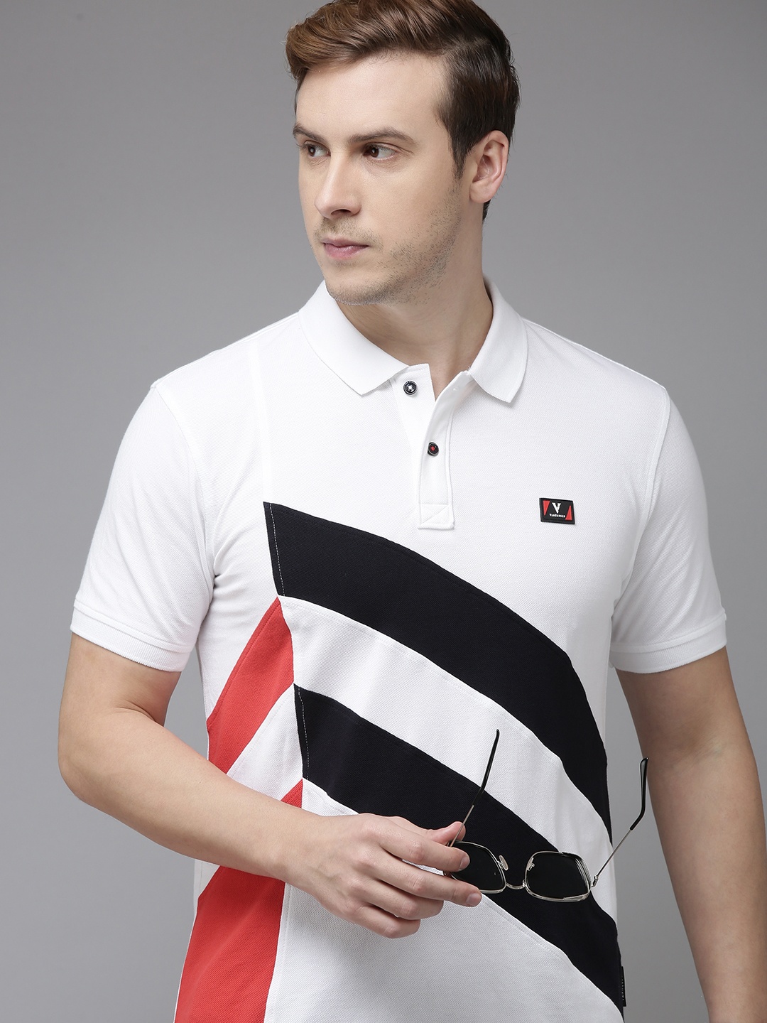 

Van Heusen Sport Men Striped Polo Collar Pure Cotton T-shirt, White
