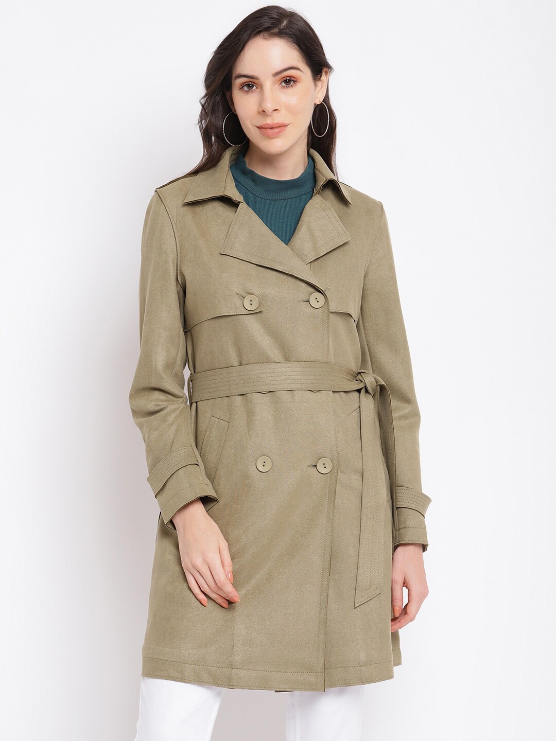 

Latin Quarters Women Green Leather Longline Tailored Jacket