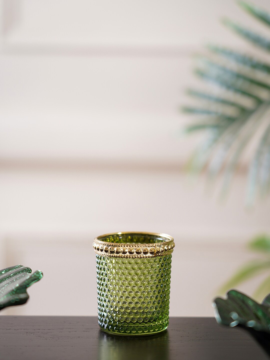 Pure Home and Living Set of 6 Green Textured Votive Candle Holders