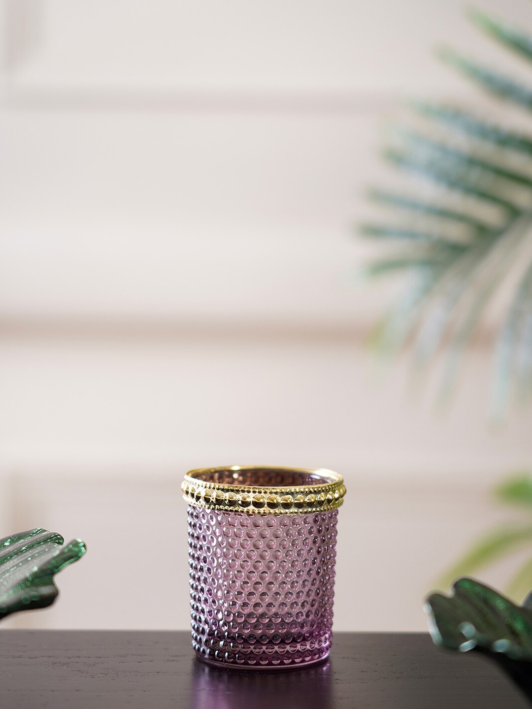 

Pure Home and Living Set of 6 Purple Textured Votive Candle Holders