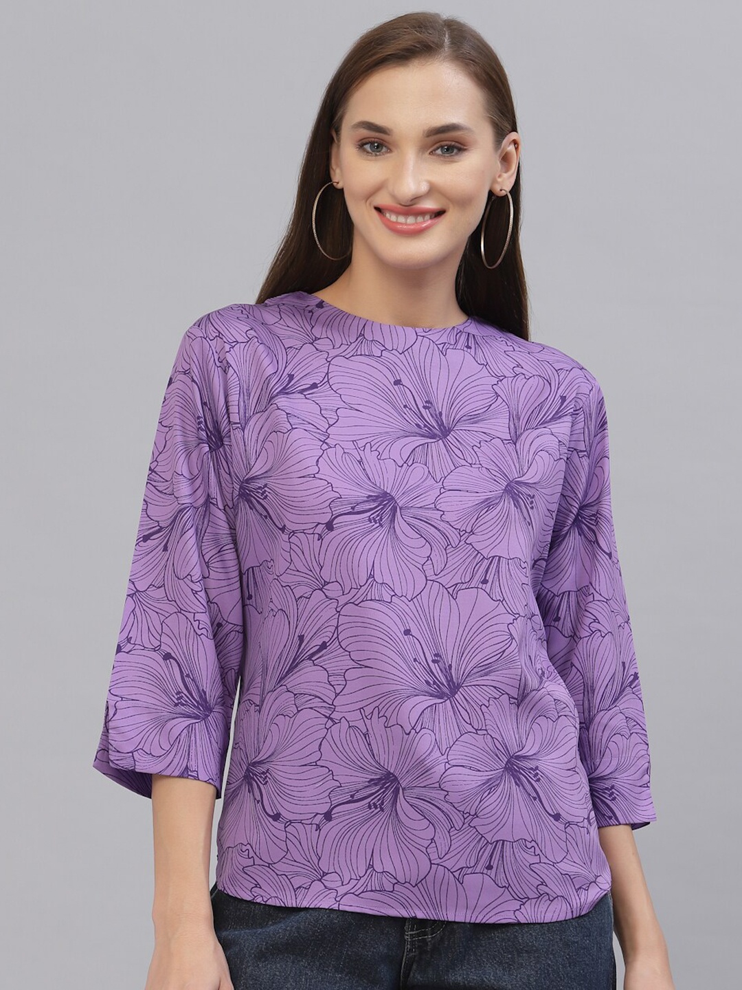 

Style Quotient Women Purple Floral Printed Top