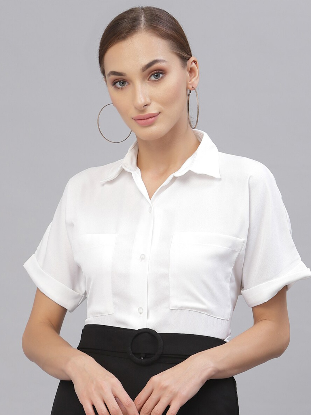 

Style Quotient Women White Smart Casual Shirt