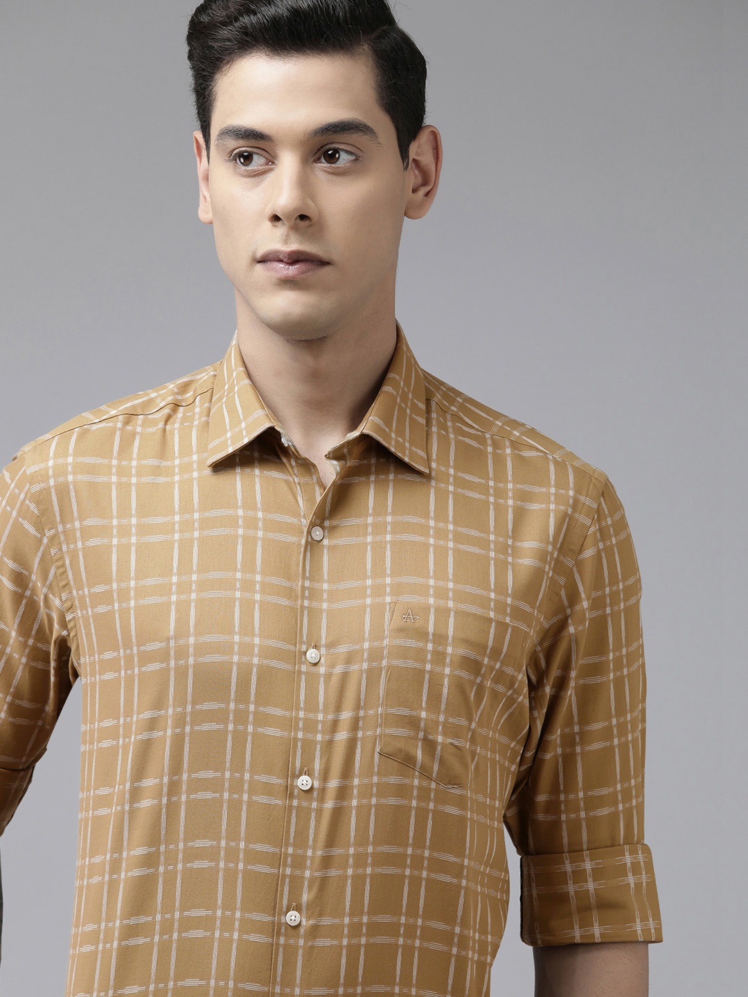 

Arrow Men Brown Pure Cotton Original Slim Fit Checked Formal Shirt
