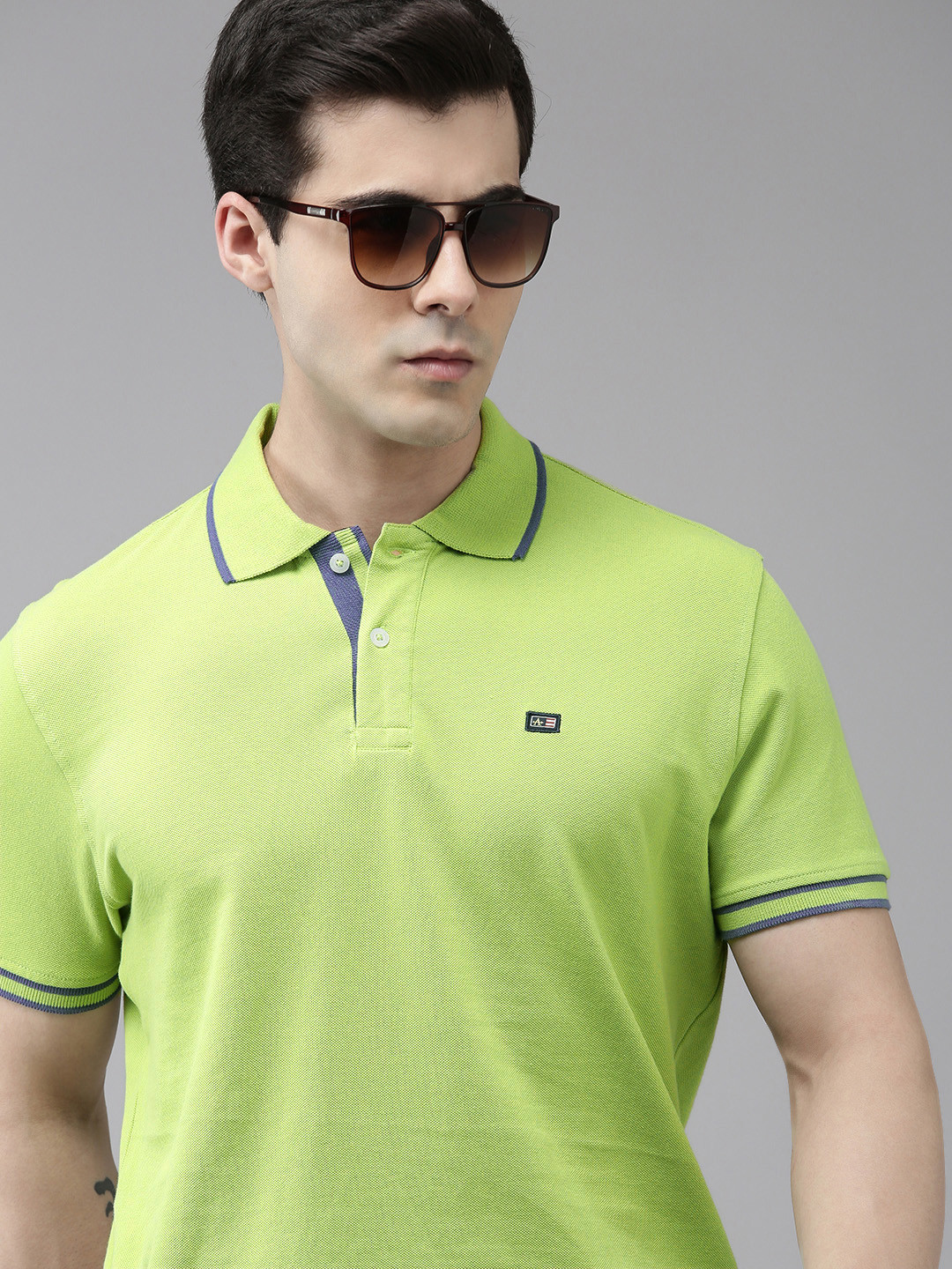 

Arrow Polo Collar Pure Cotton T-shirt, Green
