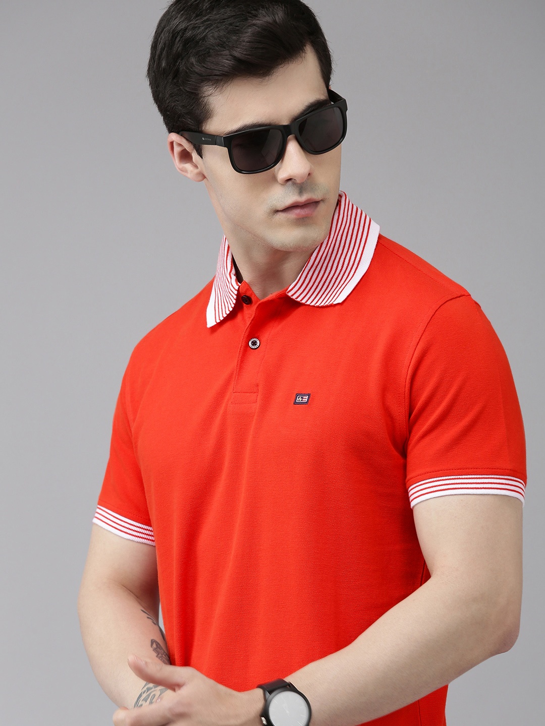 

Arrow Polo Collar Pure Cotton T-shirt, Orange