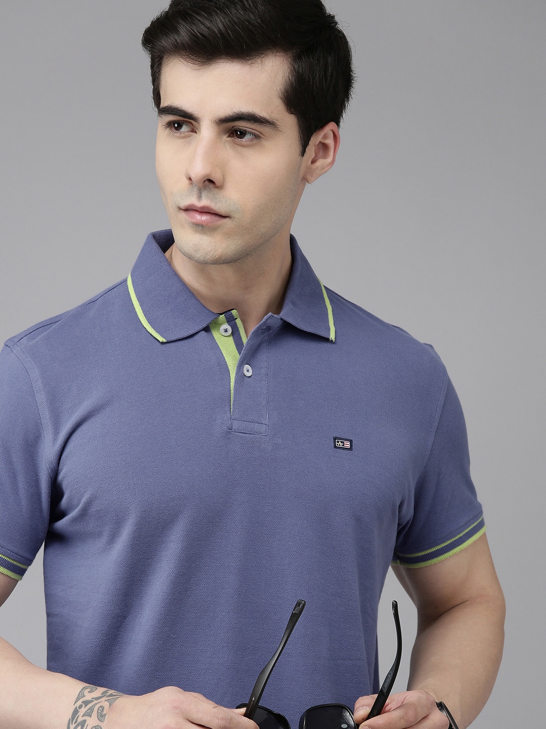 

Arrow Solid Polo Collar Pure Cotton Casual T-shirt, Blue