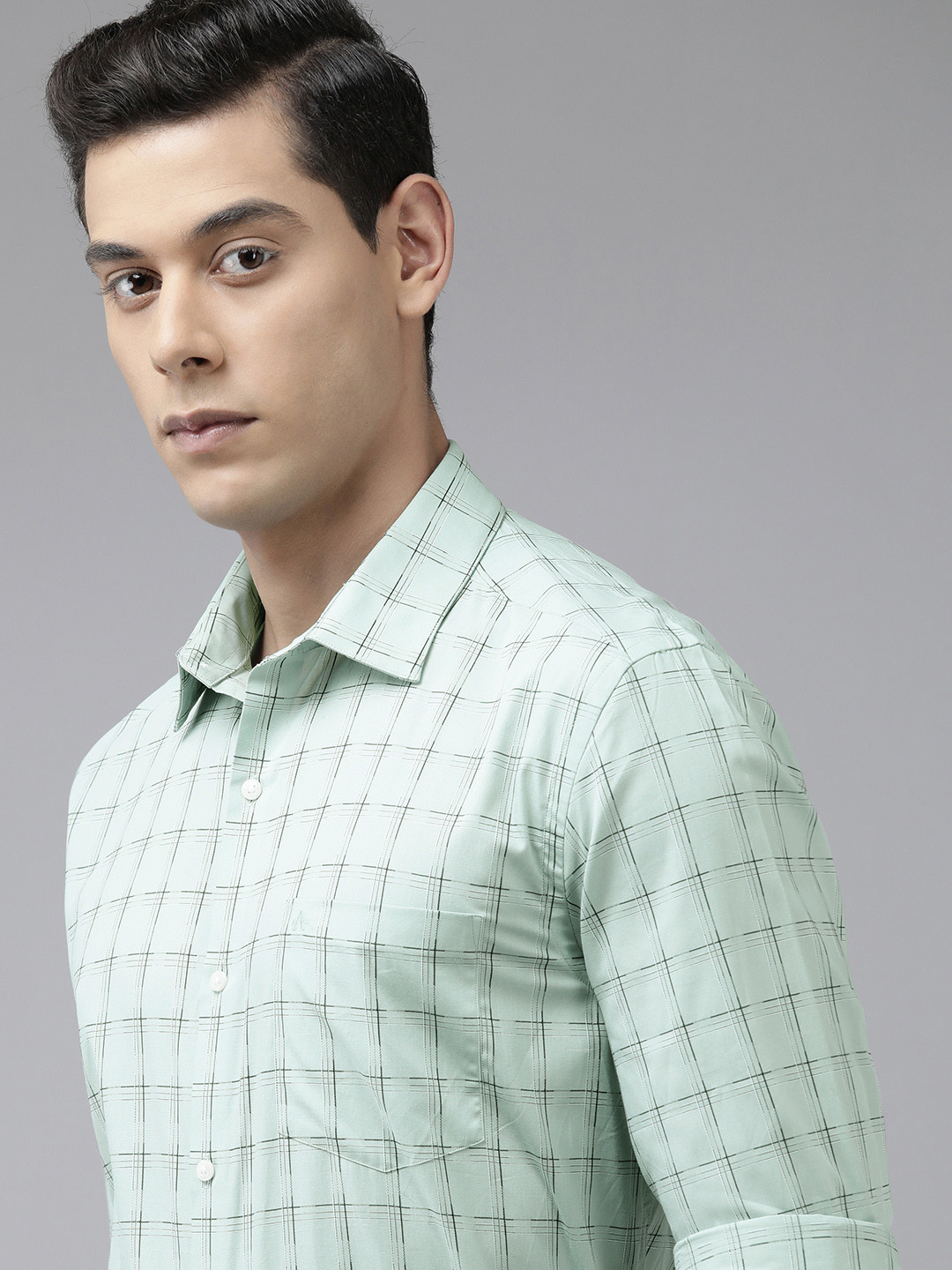 

Arrow Men Green & Black Manhattan Slim Fit Tartan Checked Pure Cotton Formal Shirt