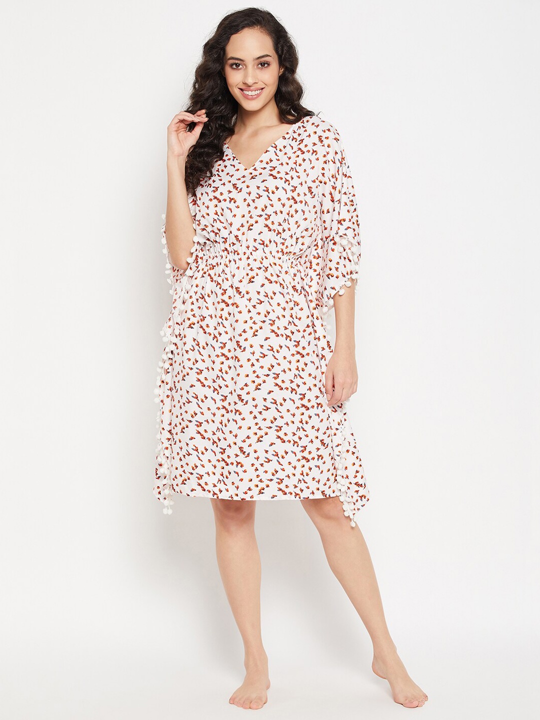 

Clovia Women White Printed Nightdress