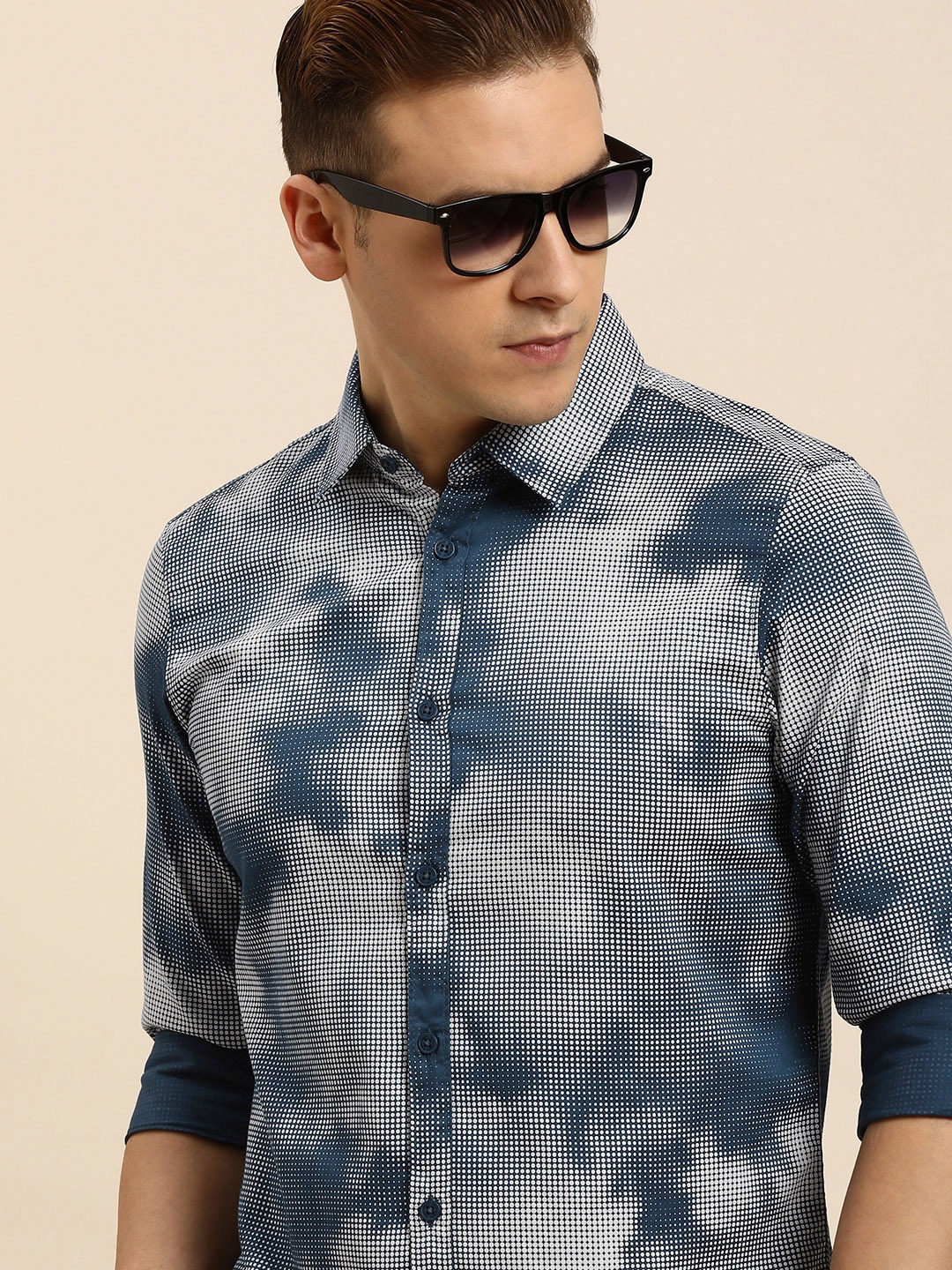 

Being Human Men Slim Fit Printed Pure Cotton Casual Shirt, Blue