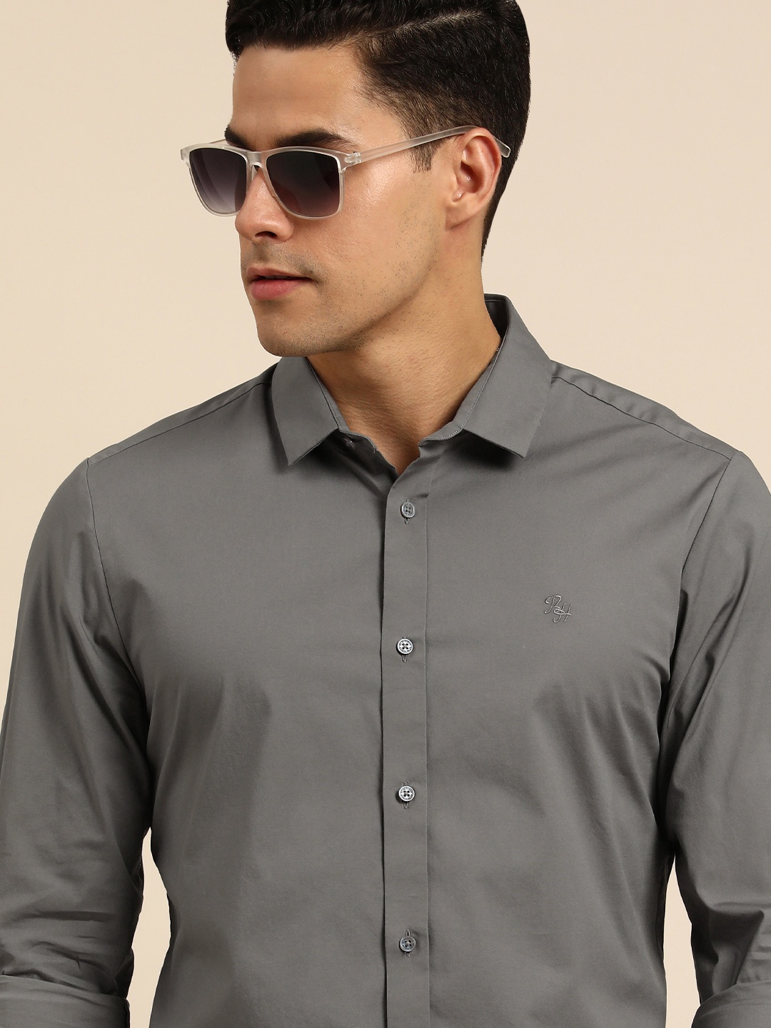 

Being Human Clothing Men Super Slim Fit Casual Shirt, Charcoal