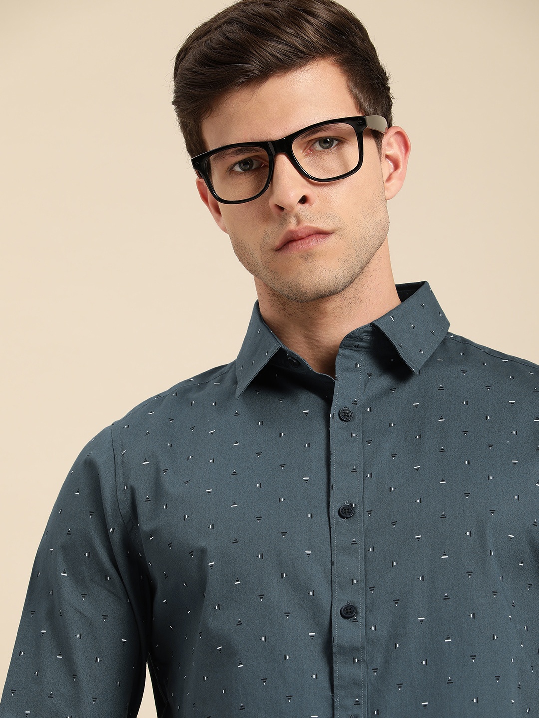 

Being Human Men Navy Blue Slim Fit Printed Casual Shirt