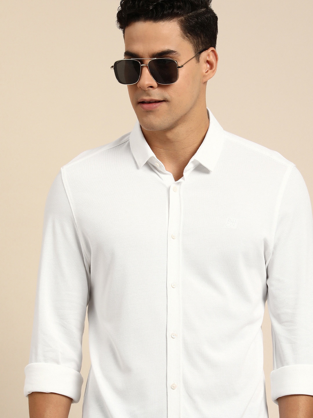 

Being Human Men Solid Slim Fit Casual Shirt, White