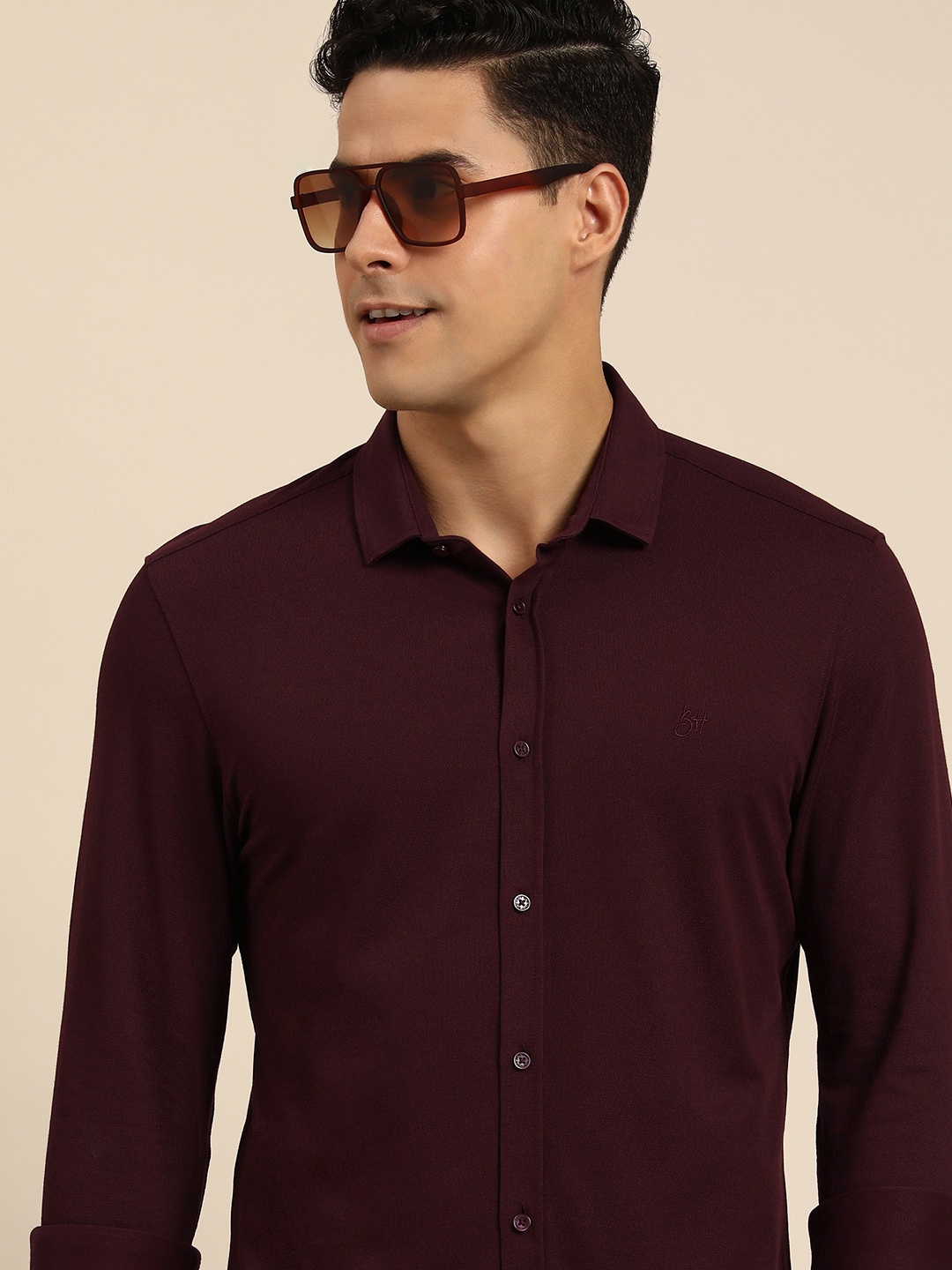 

Being Human Men Solid Slim Fit Casual Shirt, Maroon