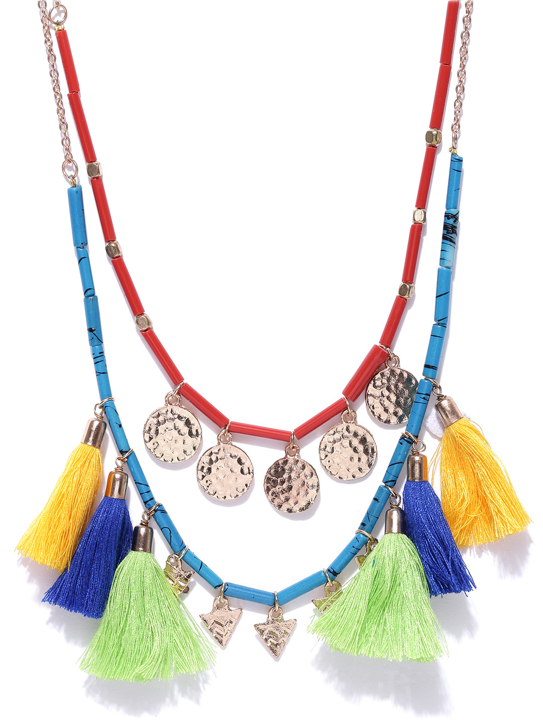 

Blueberry Multicoloured Tassel Layered Necklace, Multi