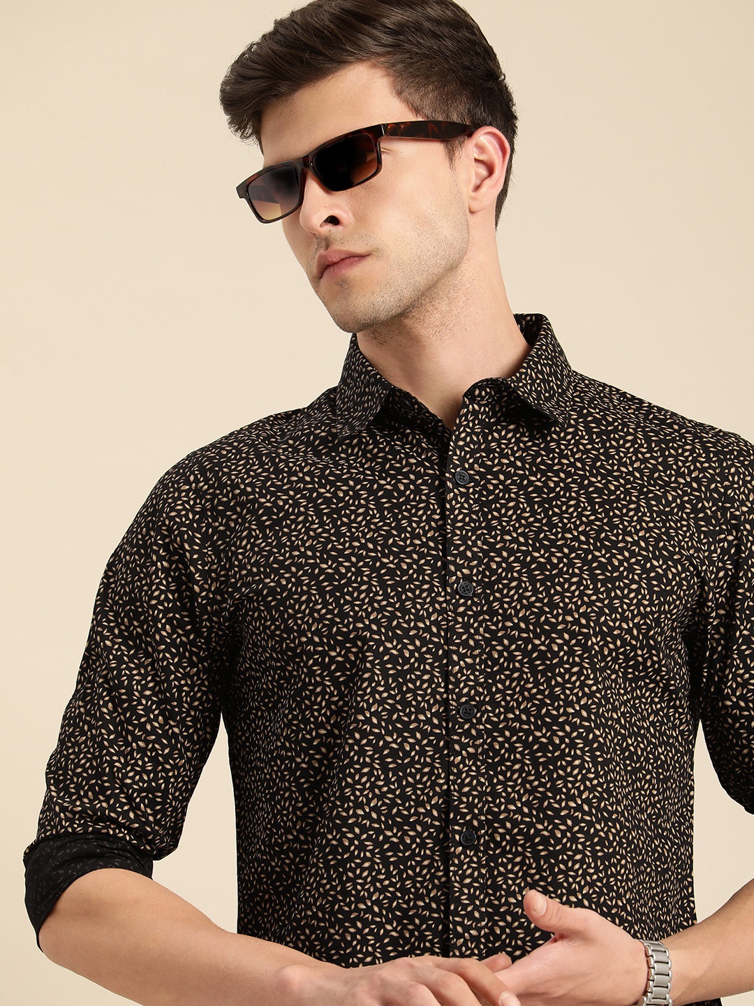 

Being Human Men Black & Brown Slim Fit Printed Casual Shirt