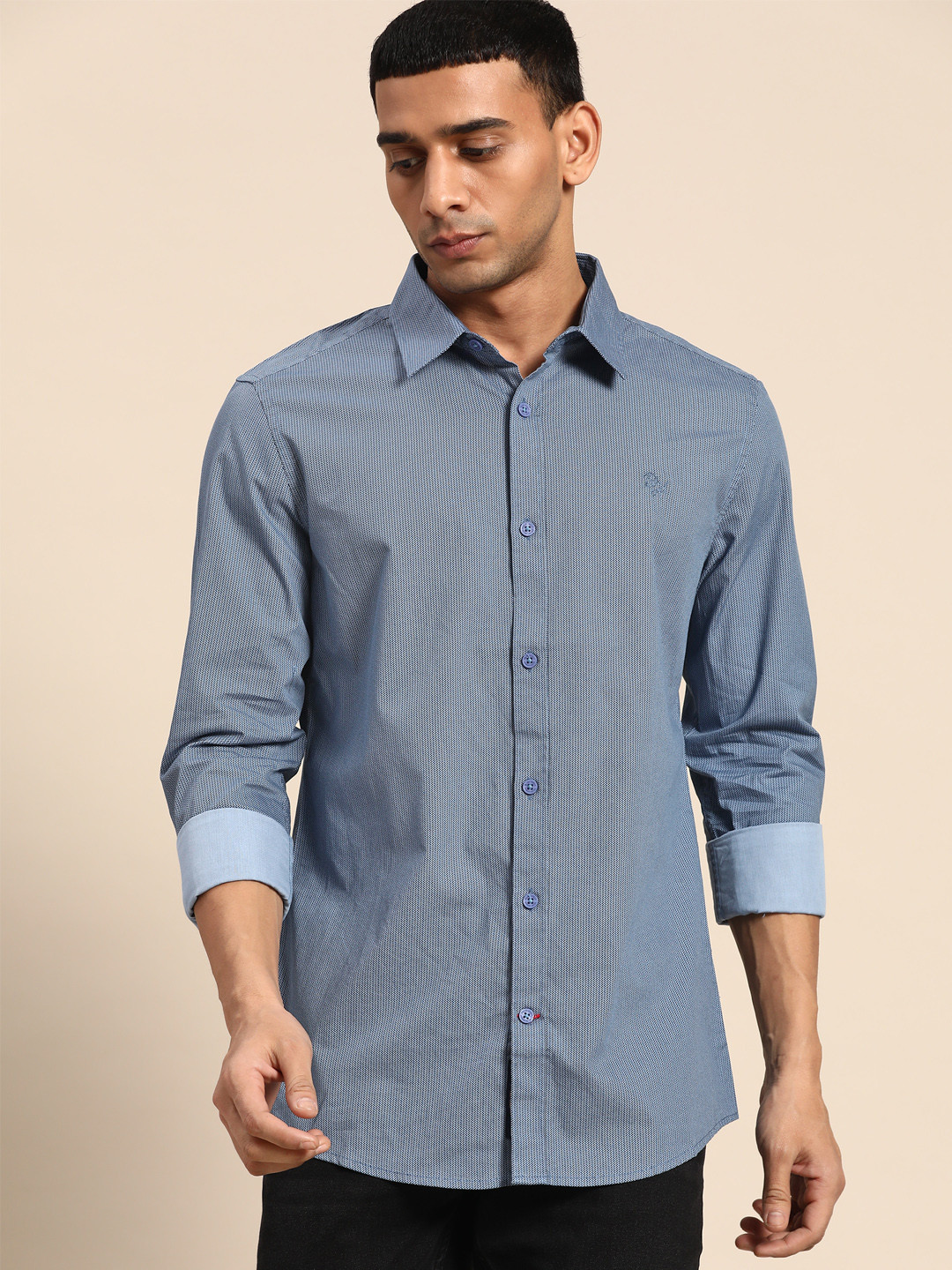 

Being Human Men Blue Pure Cotton Slim Fit Printed Casual Shirt