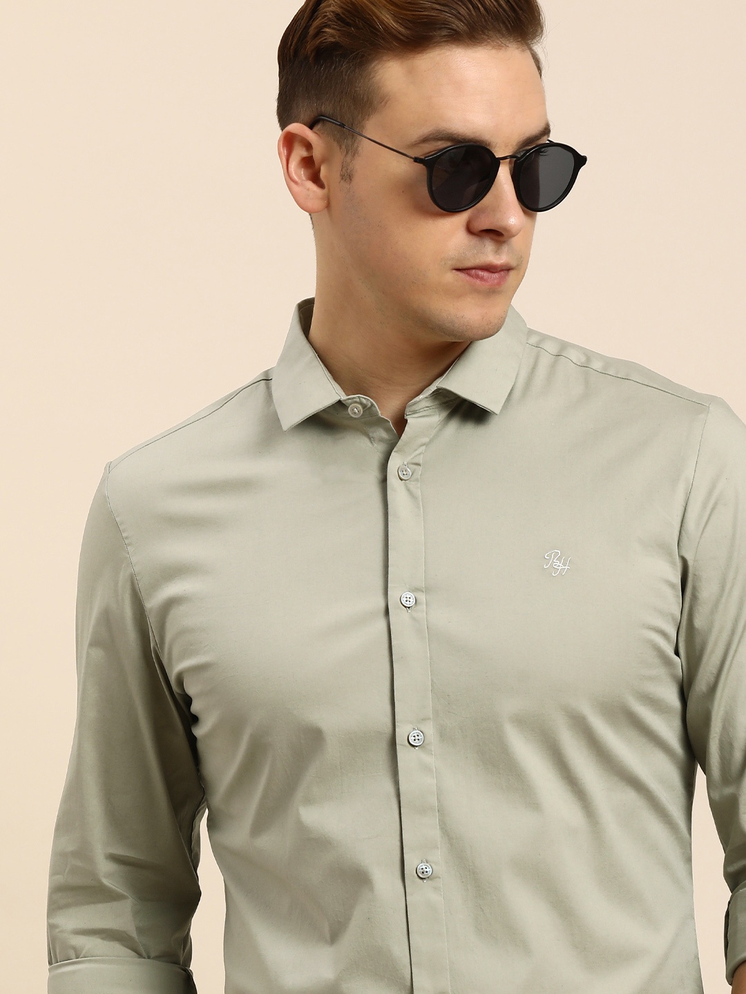 

Being Human Men Slim Fit Solid Opaque Casual Shirt, Beige