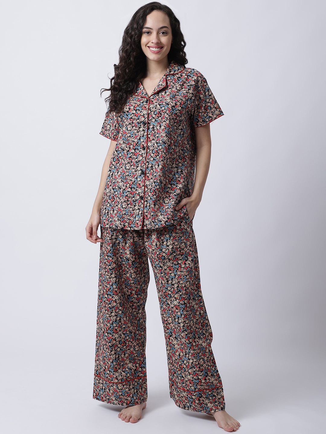 

Secret Wish Women Black & Pink Printed Night suit
