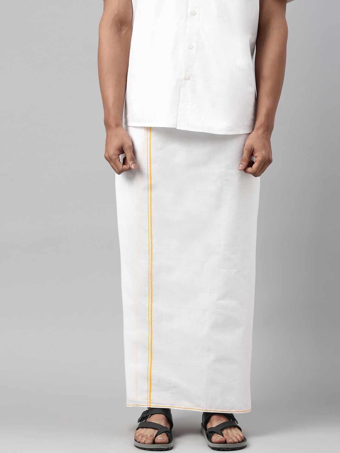 

WHITE HEART Men White Solid Pure Cotton Dhoti