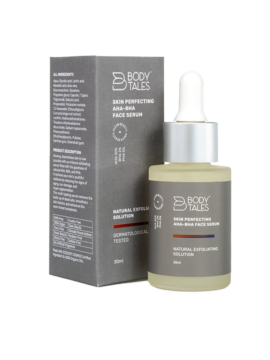 

BODYTALES Skin Perfecting AHA-BHA Exfoliating Face Serum 30 ml, Grey