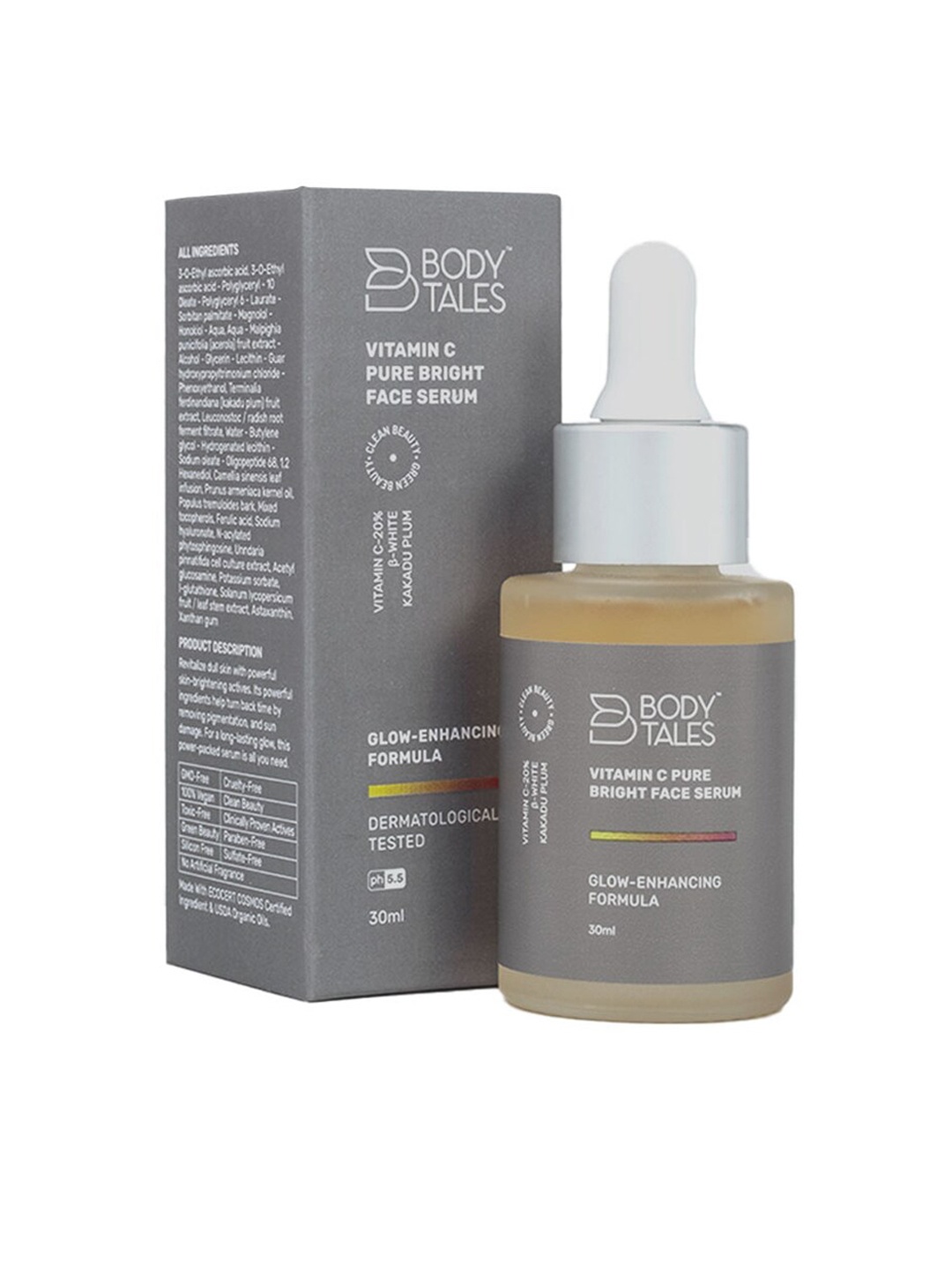 

BODYTALES Vitamin C Pure Bright Glow Enhancing Face Serum- 30ml, Grey