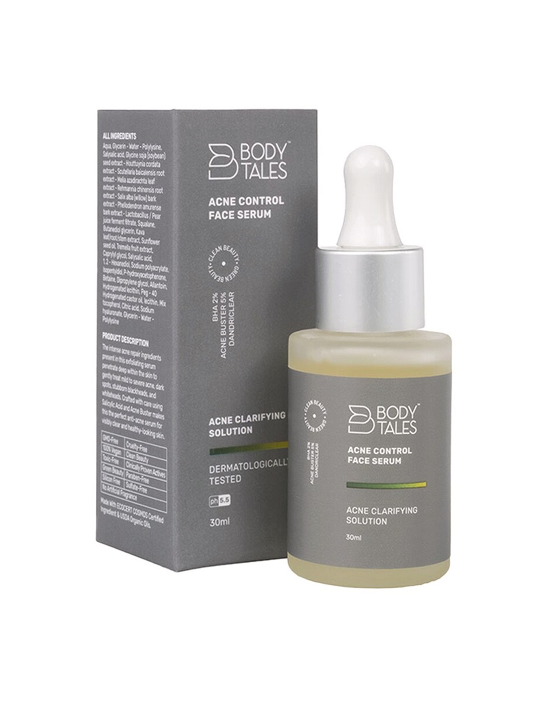 

BODYTALES Acne Control Face Serum with BHA 30 ml, Grey