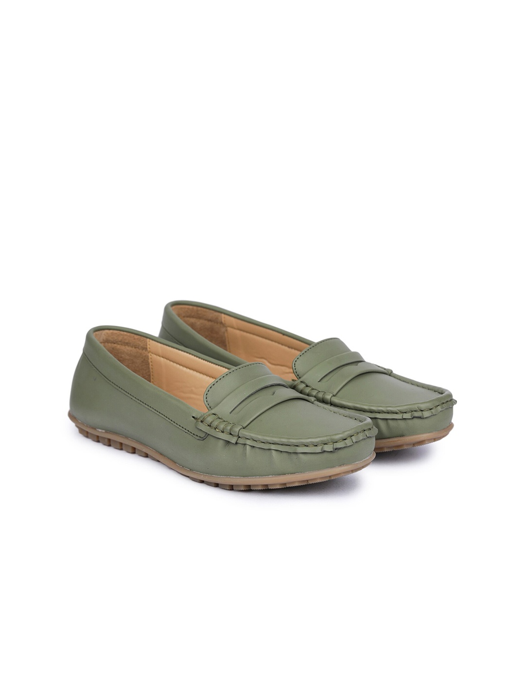 

GARDIN Women Olive Green Loafer Casual Shoes