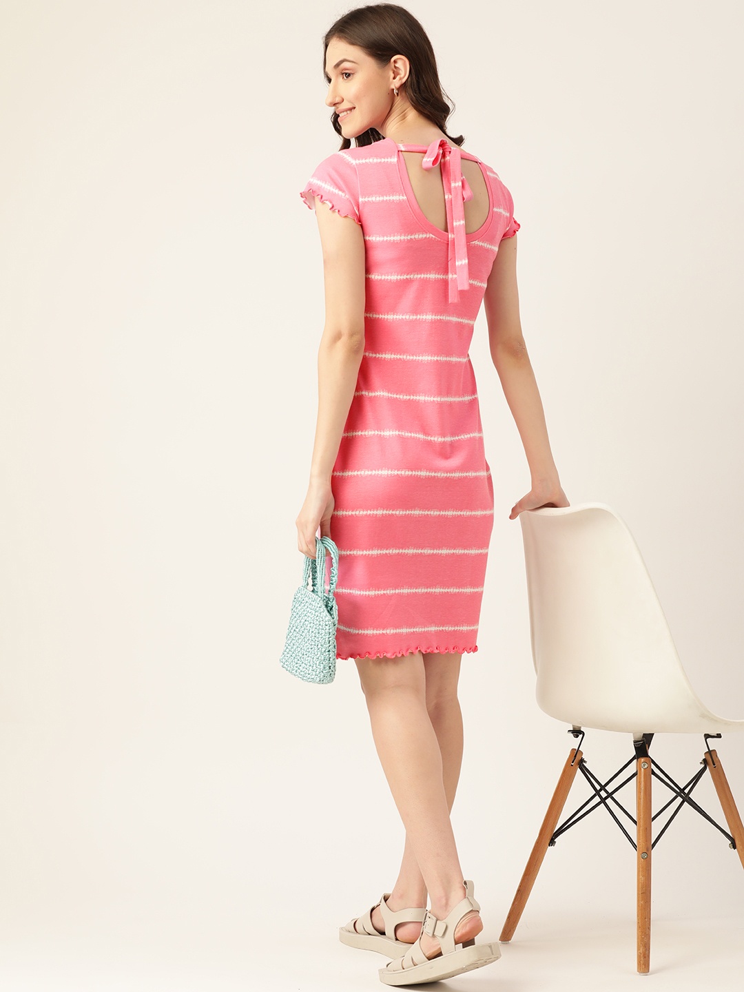 

DressBerry Pink & White Striped Bodycon Dress