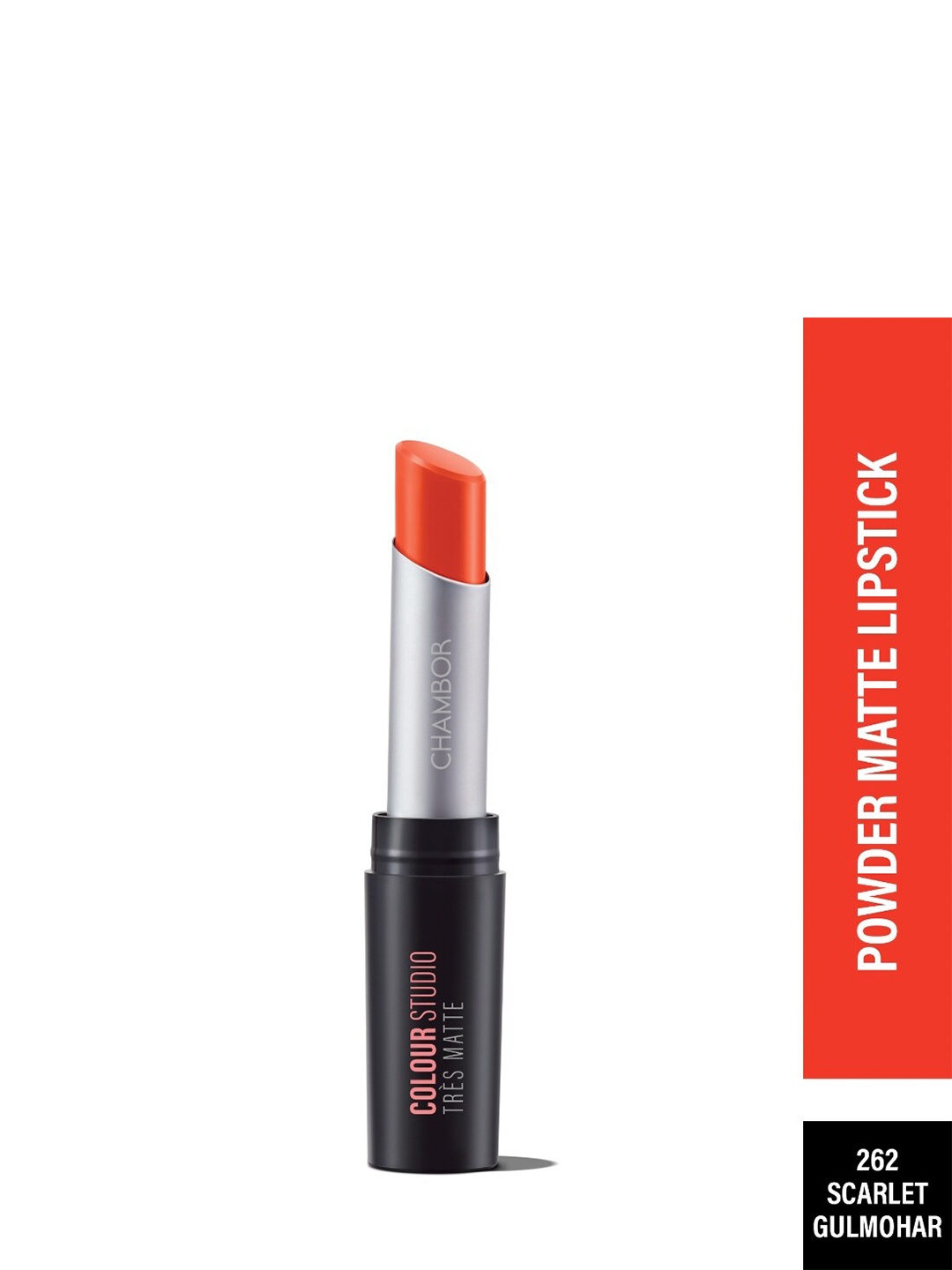 

Powdery Matte Glamour Lipstick with SPF 30- Scarlet Gulmohar 262, Orange