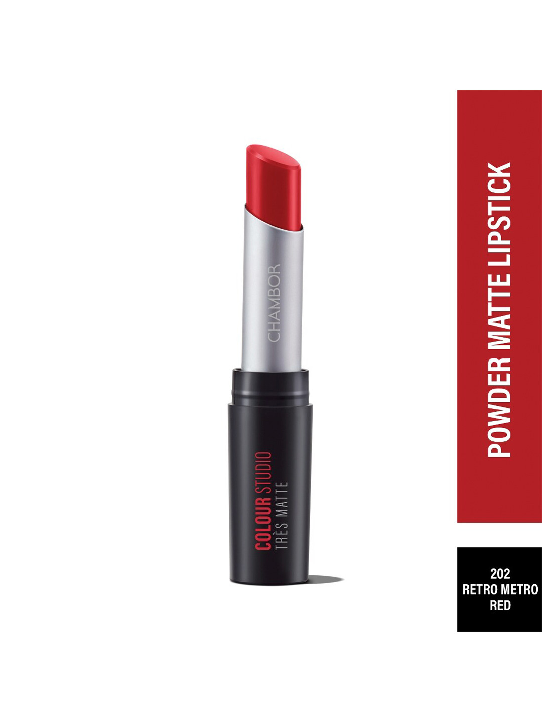 

Powdery Matte Glamour Lipstick with SPF 30-Retro Metro Red 202