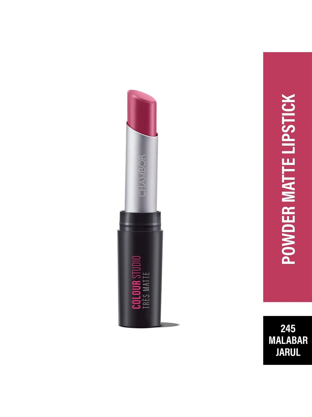 

Powdery Matte Glamour Lipstick with SPF 30- Malabar Jarul 245, Pink