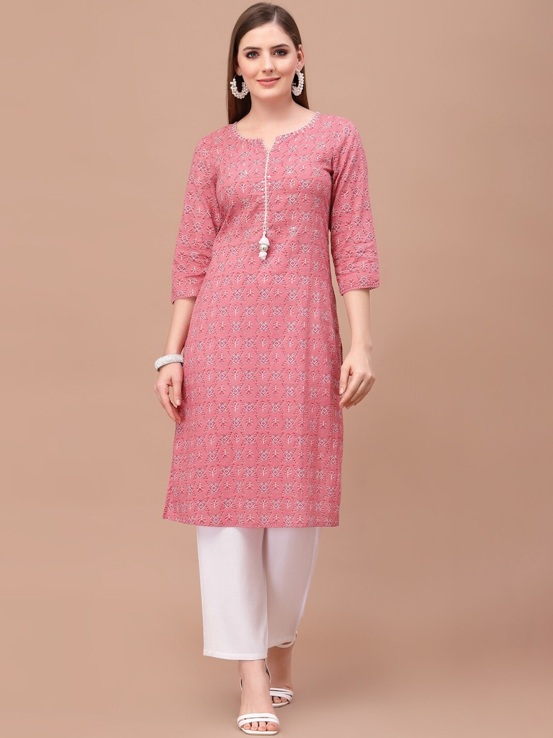 

PRAKRTEE Women Pink Ethnic Motifs Printed Kurta