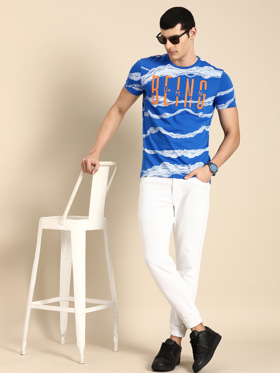 

Being Human Men Typography Printed Pure Cotton T-shirt, Blue