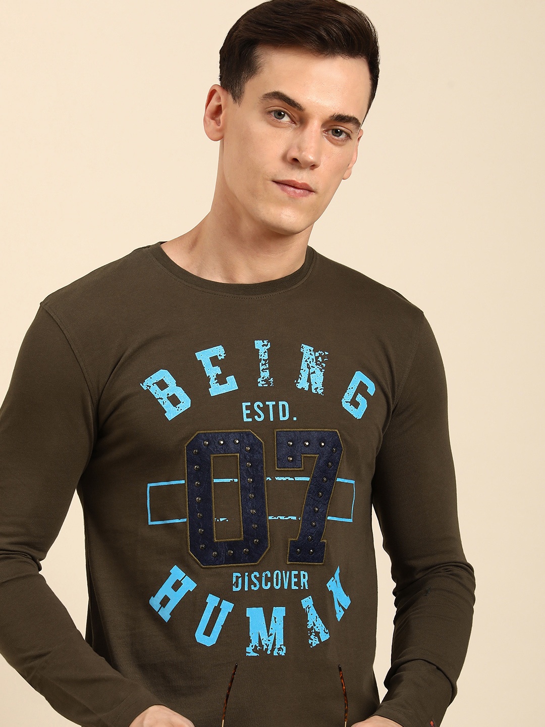 

Being Human Brand Logo Printed Pure Cotton T-shirt, Brown