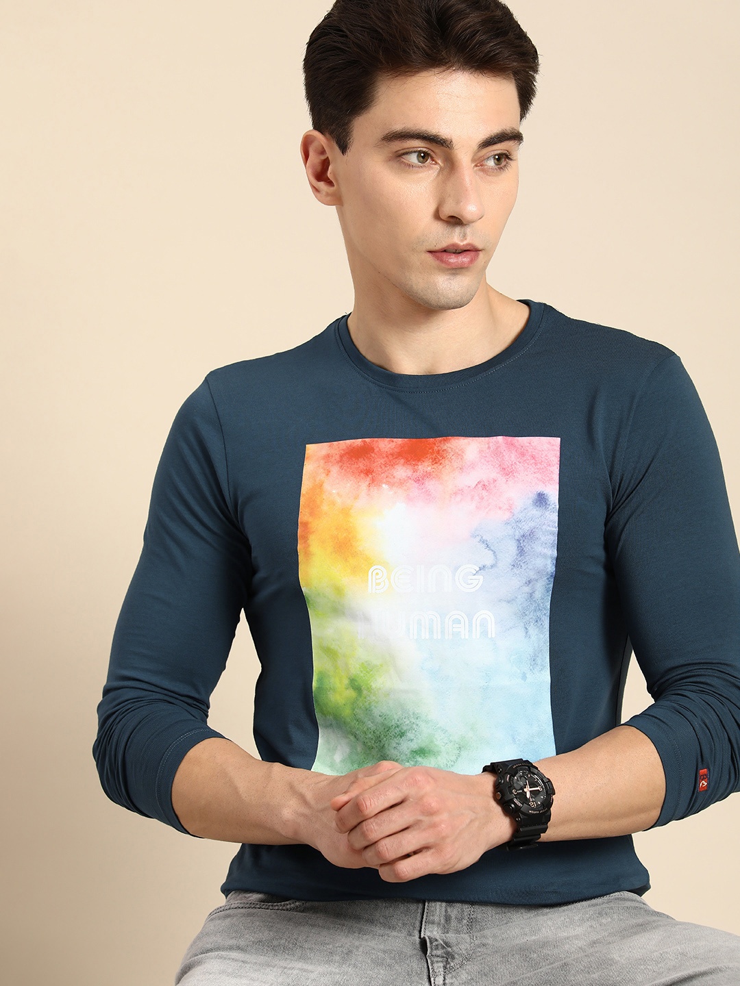 

Being Human Clothing Men Graphic Printed T-shirt, Teal