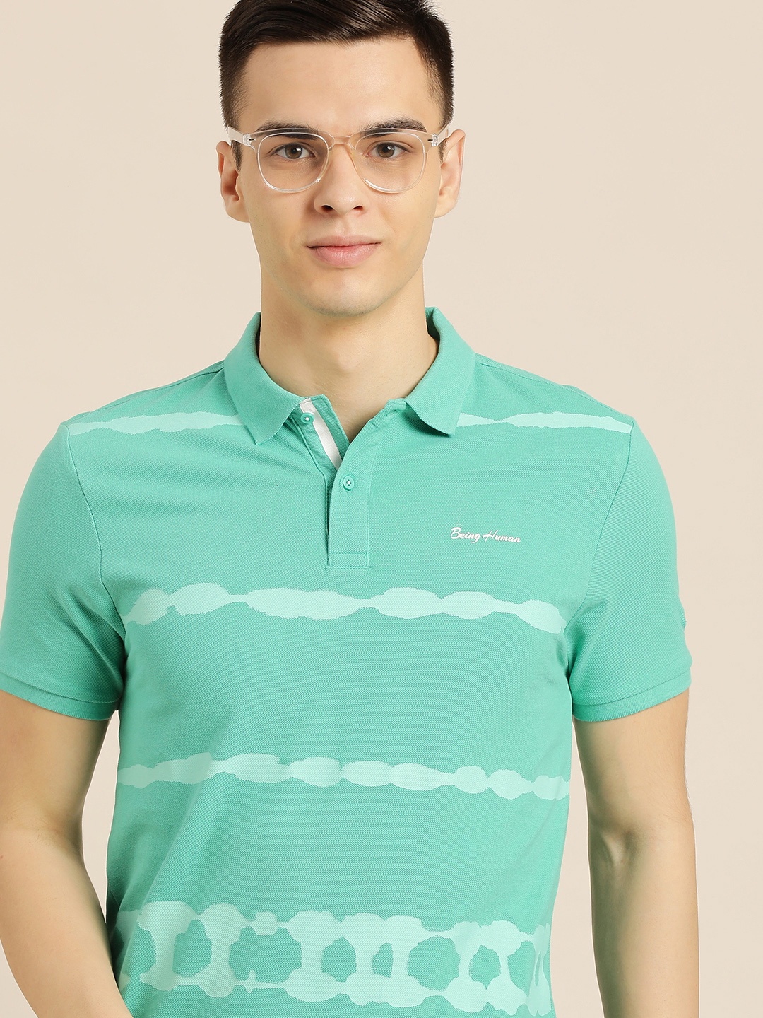 

Being Human Men Green Printed Polo Collar T-shirt