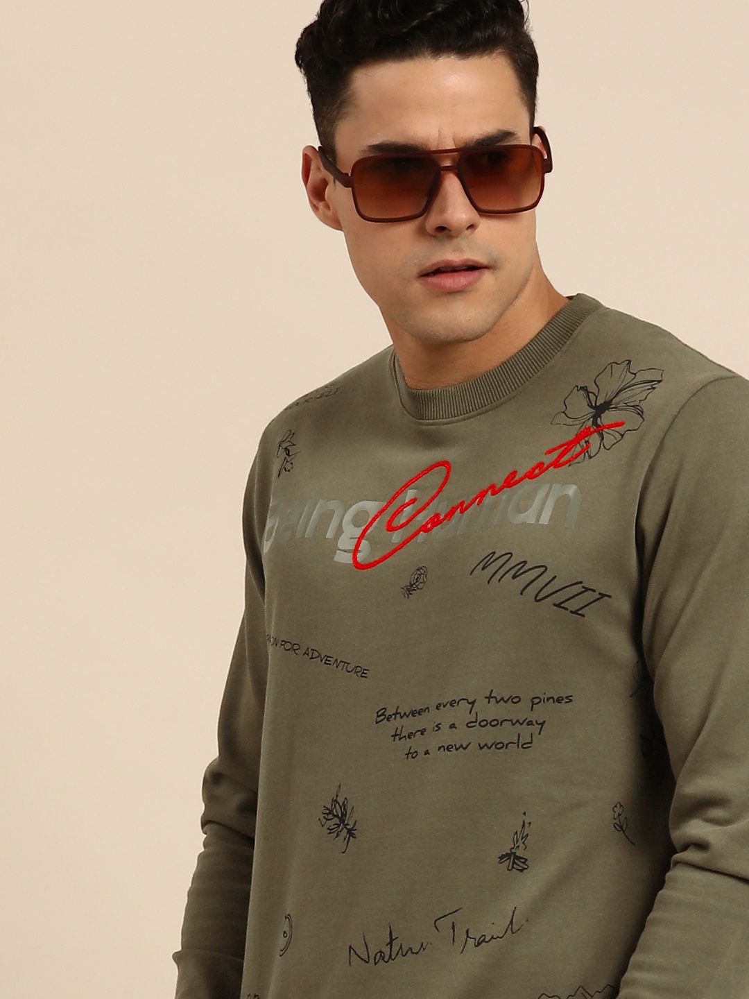 

Being Human Men Graphic Printed Pure Cotton Sweatshirt, Brown