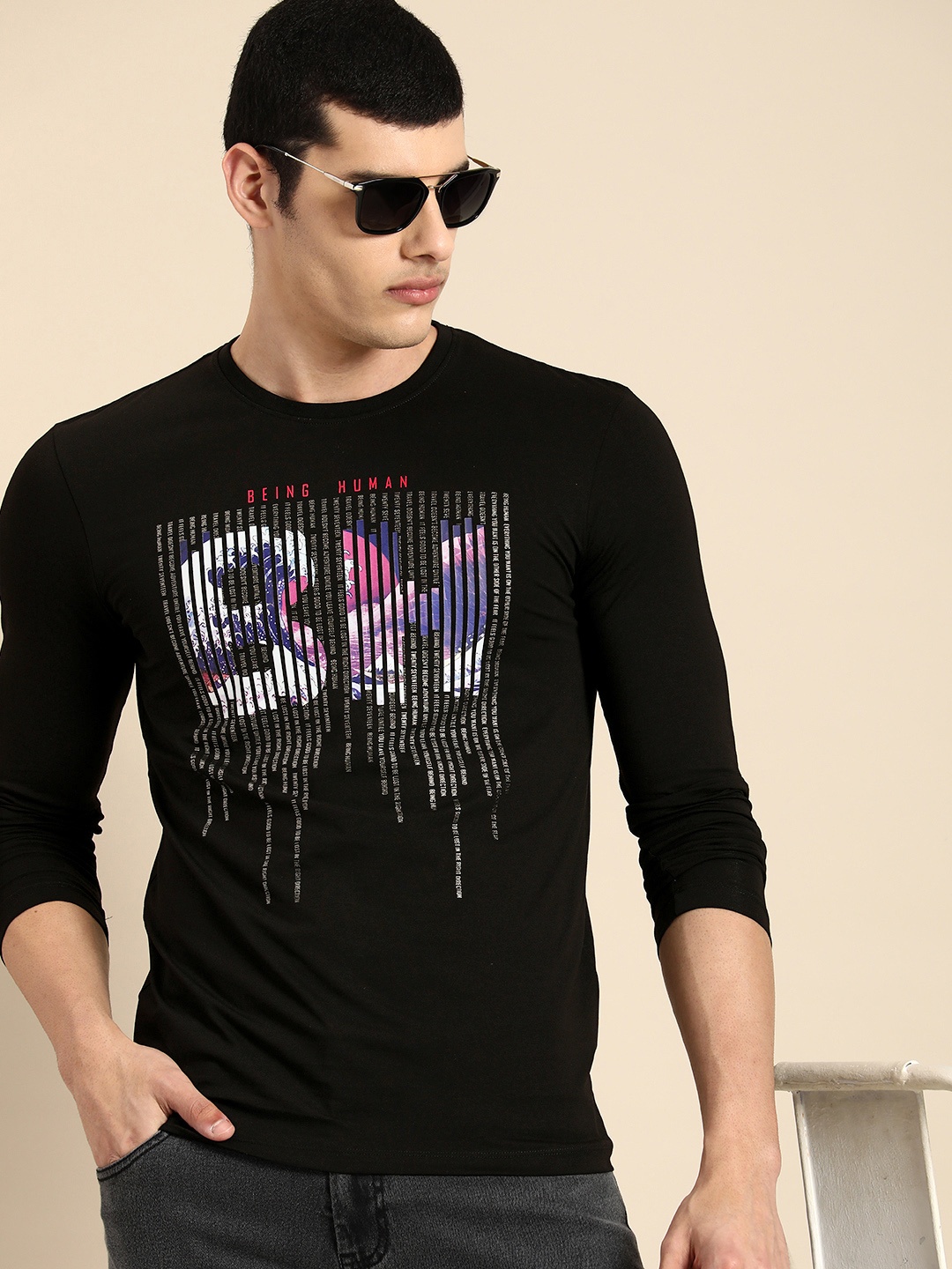 

Being Human Clothing Men Typography Printed T-shirt, Black