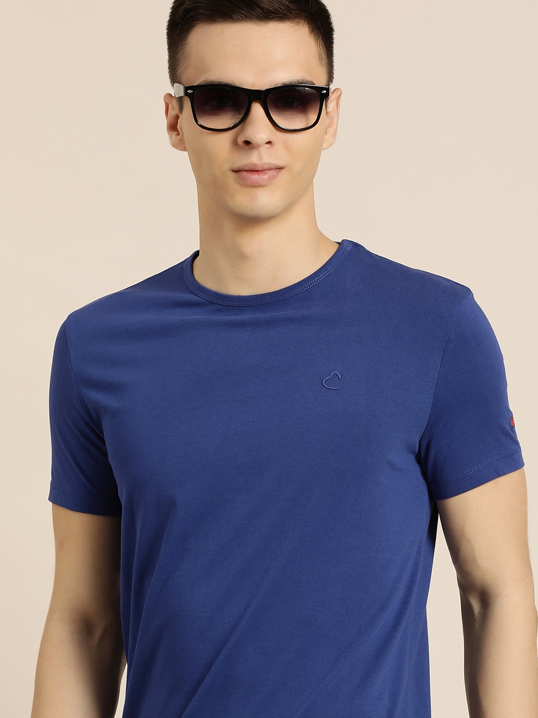 

Being Human Men Blue Solid Round Neck Indigo Pure Cotton Slim Fit T-shirt