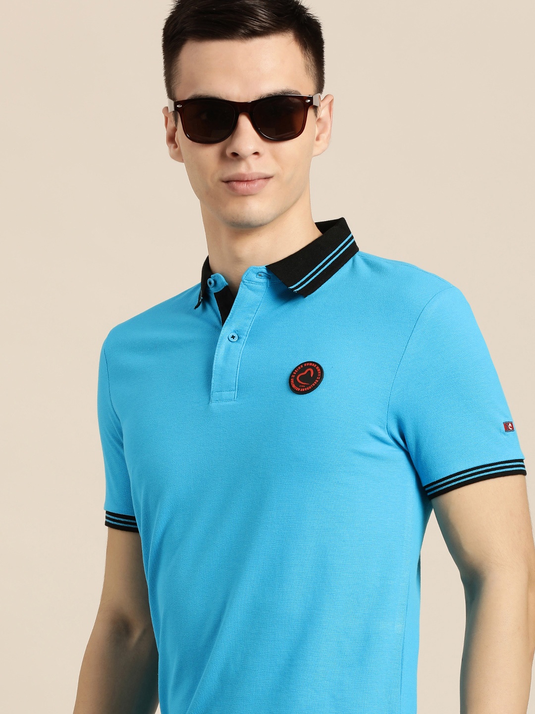 

Being Human Men Blue Polo Collar Pure Cotton T-shirt