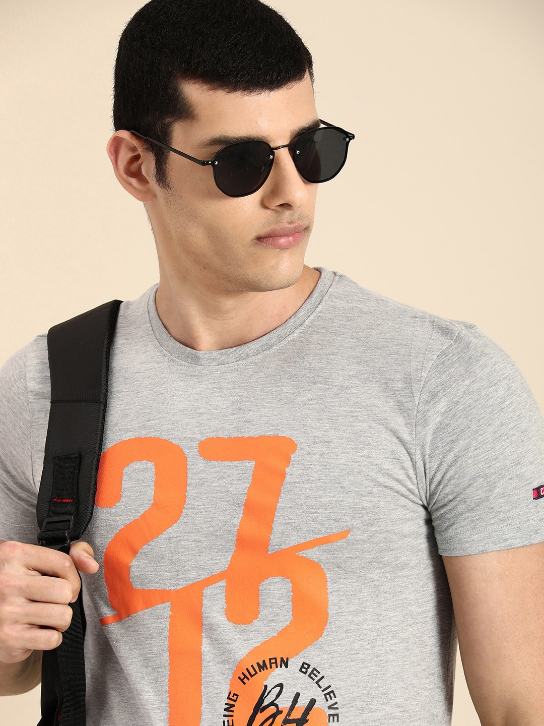 

Being Human Men Typography Printed T-shirt, Grey