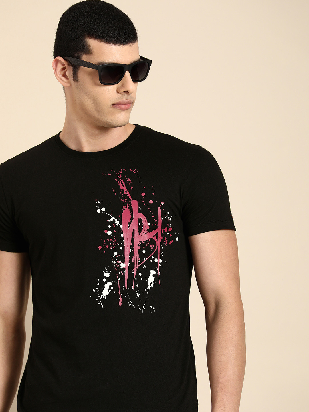 

Being Human Clothing Men Pure Cotton Printed Round Neck T-shirt, Black