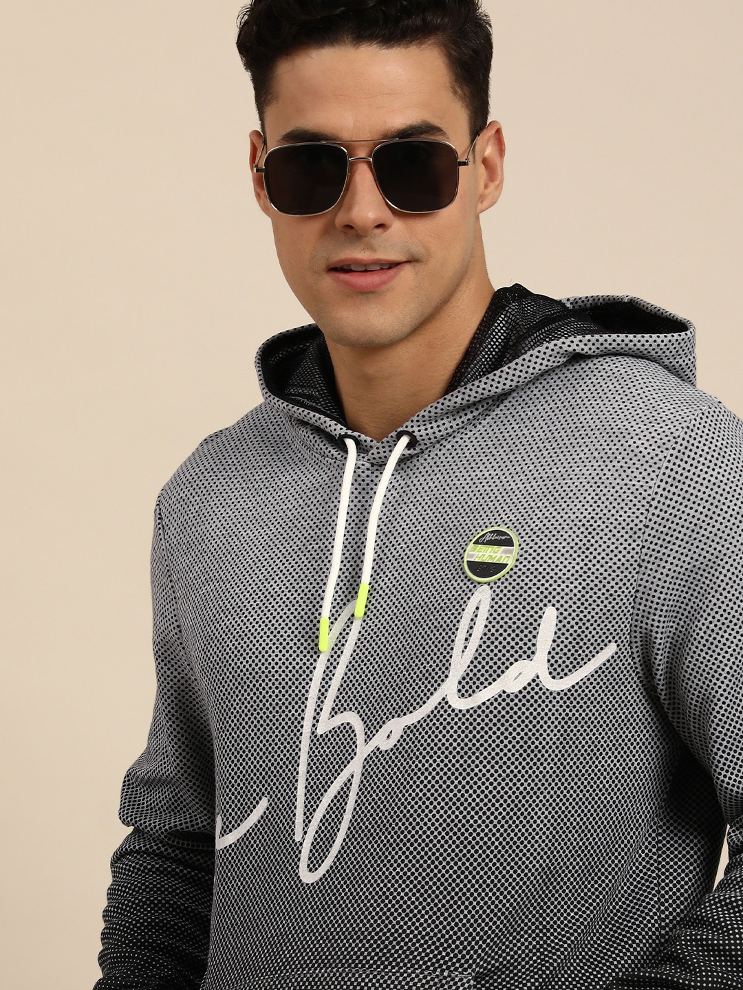 

Being Human Men Typography Printed Hooded Pullover Sweatshirt, Grey melange