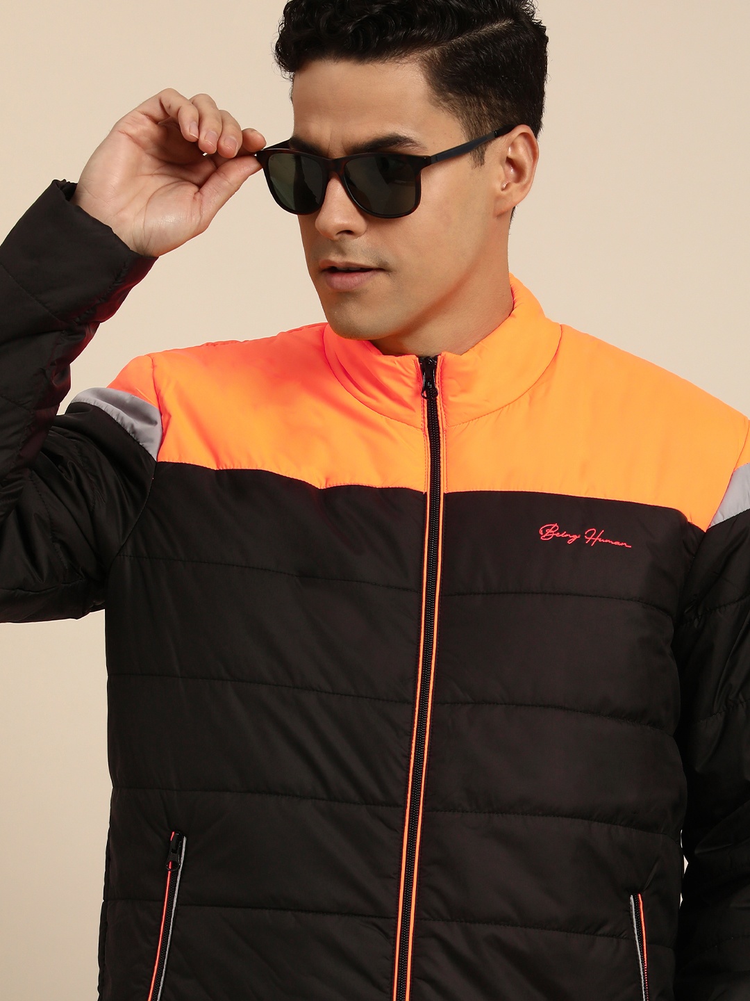 

Being Human Clothing Men Colourblocked Long Sleeves Padded Jacket, Orange