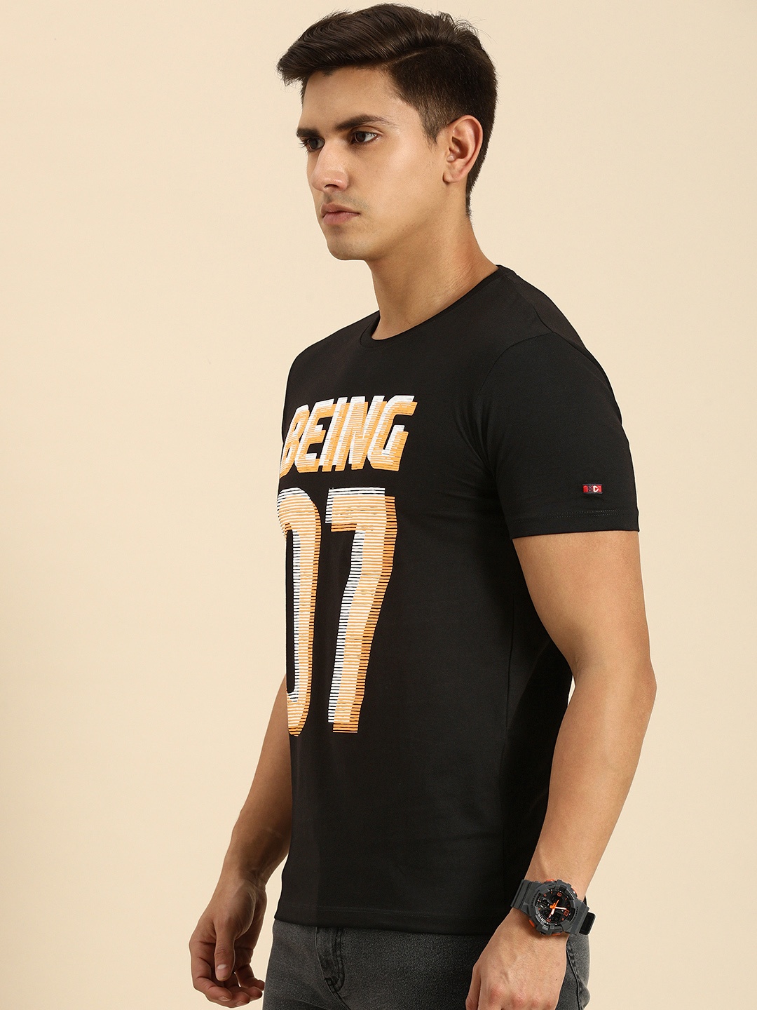 

Being Human Clothing Men Pure Cotton Typography Printed T-shirt, Black