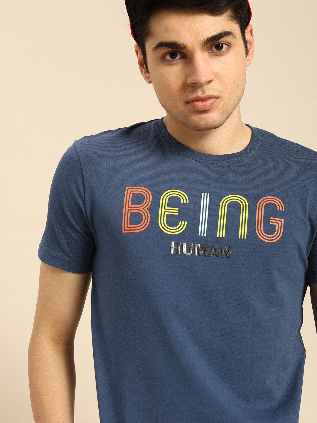 

Being Human Men Blue Typography Printed Round Neck T-shirt