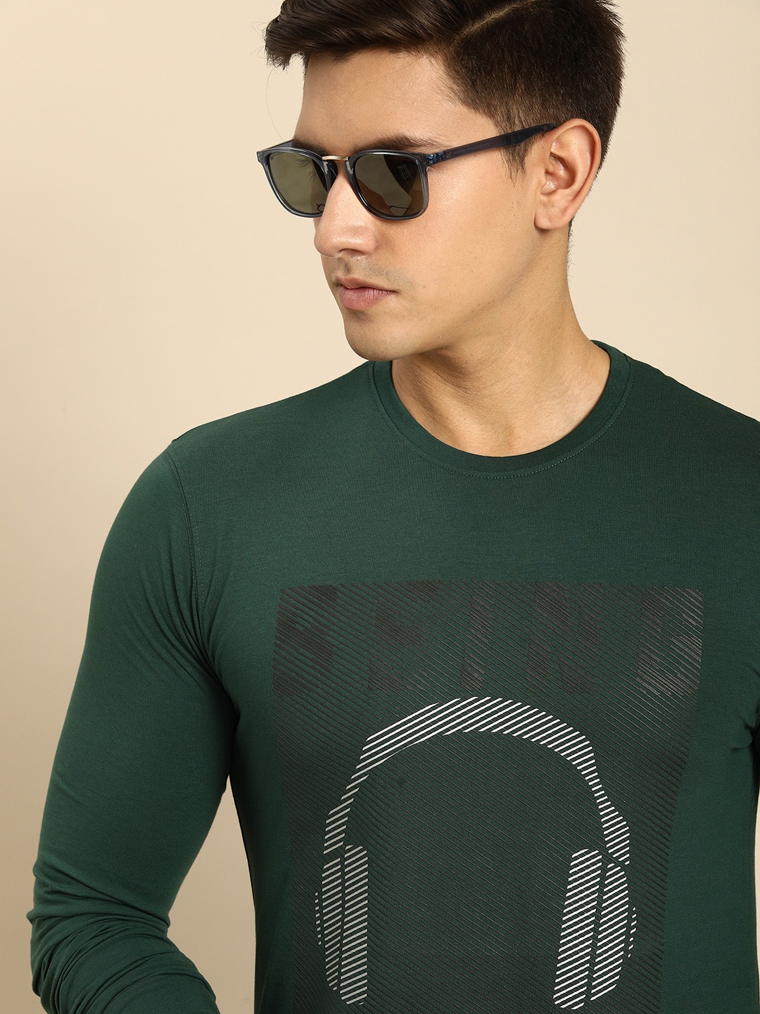 

Being Human Men Graphic Printed Long Sleeves T-shirt, Green